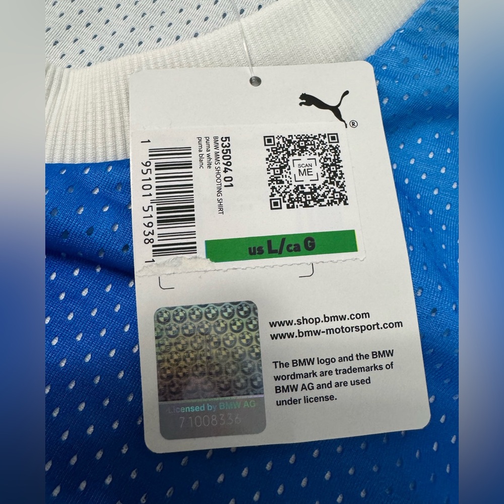 PUMA Men’s BMW Motorsport Crew Neck Mesh Shooting Shirt Size L - Picture 5 of 9